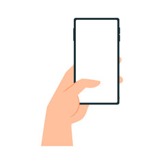 Hand Holding Smartphone Vector Illustration – Mobile Device in Hand Isolated Icon