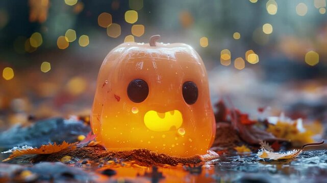 cute pumpkin shaped ghost character hellowen