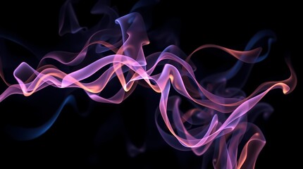 Obraz premium Abstract Swirling Smoke Glowing Purple and Blue Hues on Black Background