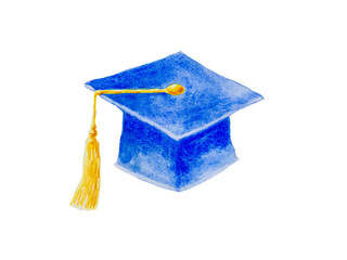 Illustration with square academic cap, graduate cap. College or university graduation. Graduation outfit accessory