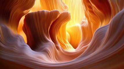 Obraz premium Sunlit canyon's swirling, sandstone walls create a mesmerizing, warm-toned interior