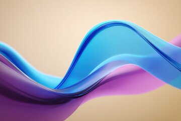 Smooth liquid waves in sky blue and purple create a flowing pattern on a soft beige backdrop.