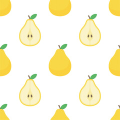 Pear seamless pattern. Fruit background. Beautiful vector print.