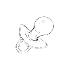 Baby Pacifier Sketch Hand Drawn Black and White Illustration