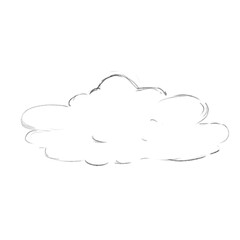 Fluffy Cloud Sketch Hand Drawn Black and White Illustration
