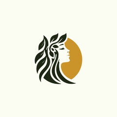 Golden Woman Nature Beauty Logo