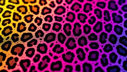 a vibrant leopard print with various colors, creating a pattern that resembles animal spots