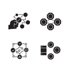 Collection of abstract icon designs illustrating concepts of connection and networking in black