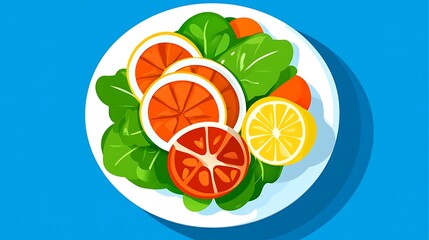 Citrus  Tomato Salad with Top View.