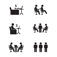 Fototapeta premium Collection of business and office icons depicting teamwork and individual tasks