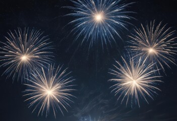 Fototapeta premium Isolated blue fireworks burst against starry night sky , holiday, glitter