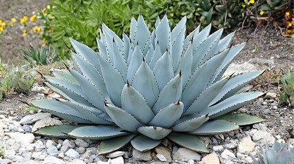 Obraz premium A rosette succulent plant with light gray foliage.