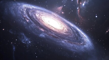 Obraz premium Stunning spiral galaxy, vibrant colors, cosmic dust, bright core