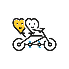 Multi color icon for two happy hearts