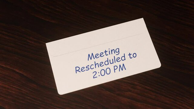 3D Animation of a Message Arriving Under the Door with Text: "Meeting Rescheduled to 2-00 PM"