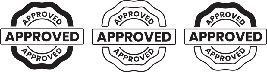 Fototapeta premium Approved Stamp Label Set – Modern Outline Badge Icons