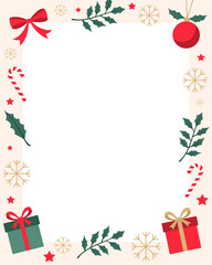 Christmas frame with pastel colors graphic vector illustration background, Ratio 4:5.