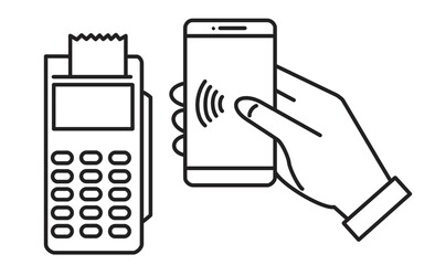 スマートフォンによる非接触型モバイル決済を行うイラスト © IEPPEI