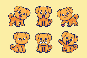Cute dog cartoon character set