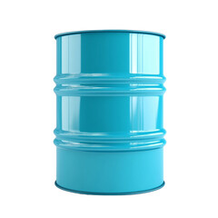 Obraz premium Isolated Cyan Painted Oil Drum for Industrial Storage and Transportation