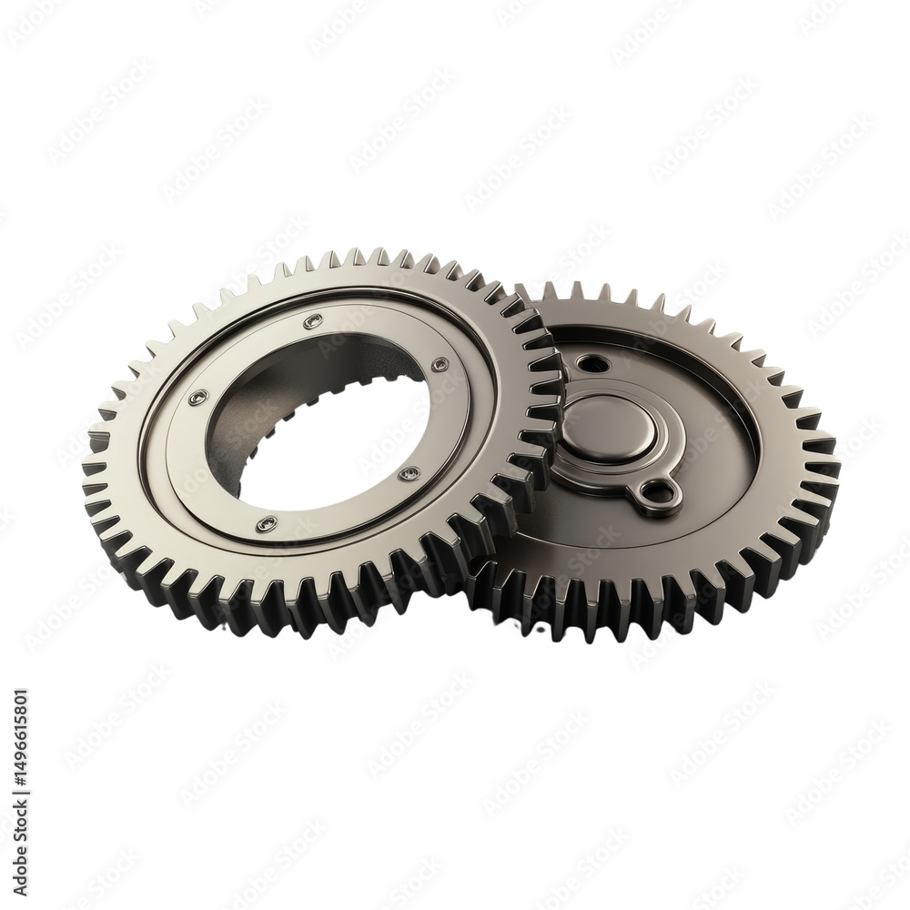 Poster interlocking gears isolated on white background illustrating mechanical concepts