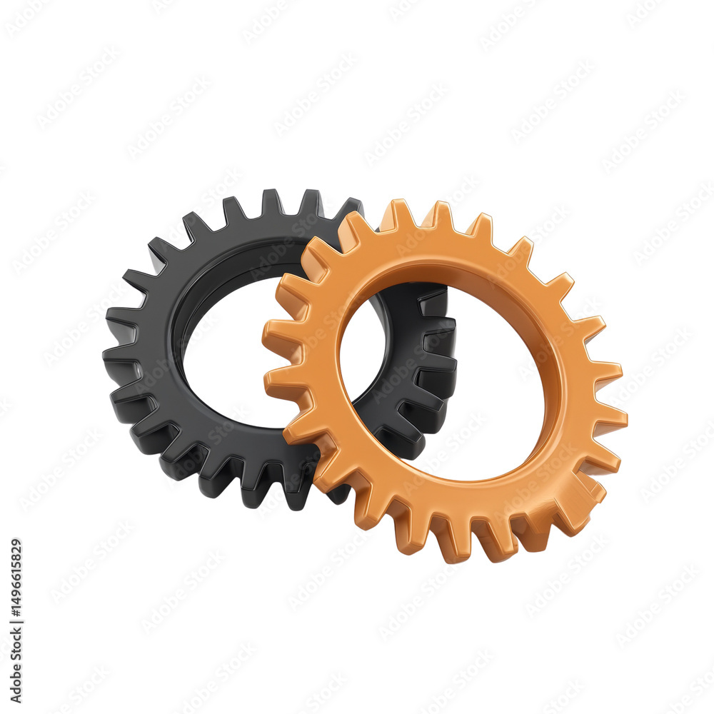 Poster abstract 3d rendered gears interlocking for innovation and mechanical function