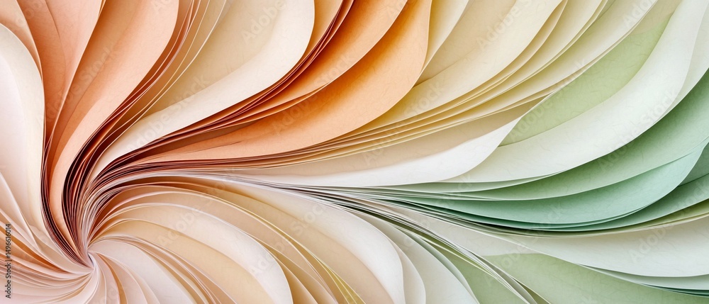 Poster ethereal cascade of pastel paper layers in soft transition composition