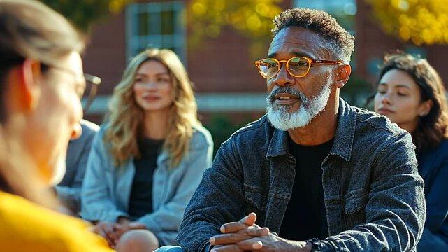 Engaging Discussion Among Diverse Group Outdoors