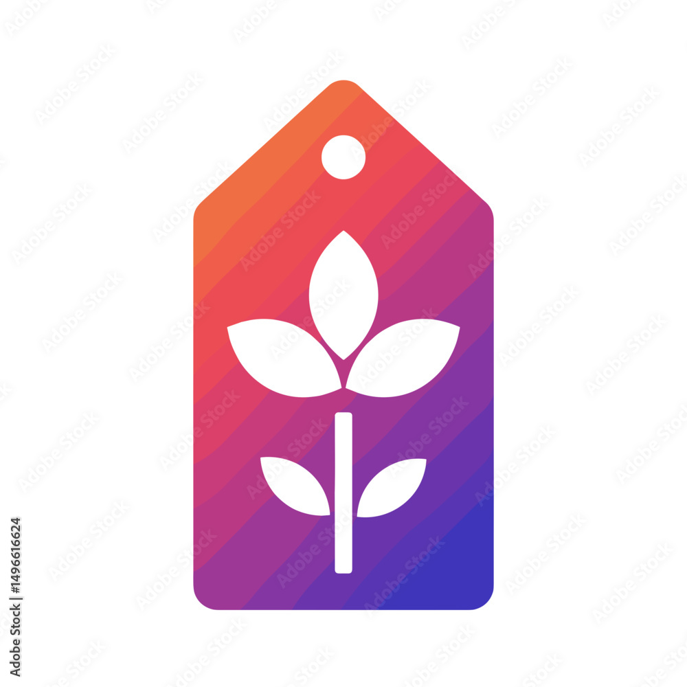 Poster modern tag with a leaf symbol on a gradient background