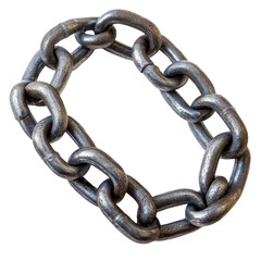 Obraz premium Strong metal chain links on Transparent background showcasing durability and strength for various applications, Strong Metal Chain Links on PNG background