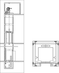 vector illustration sketch silhouette design detail section interior machine room elevator