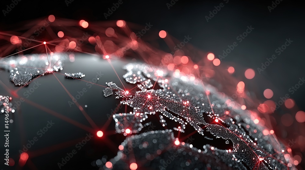 Poster global data connections and digital network visualization across europe – illuminated map of high-te