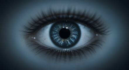 Fototapeta premium Surreal Mystical Art: Giant Luminous Eye Watching Solitary Human Figure.