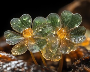 Highresolution closeup of a fourleaf clover with golden dewdrops for Saint Patricks Day high resolution   for isolate image