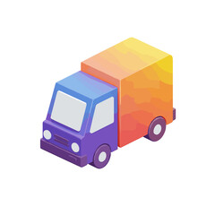 Colorful delivery truck illustration in a minimalistic style  