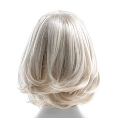 Naklejka premium Front view of a stylish wig, isolated on a clean white background for creative work.