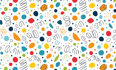 Vibrant Memphis Pattern with Lines and Dots Playful Geometric  Seamless Pattern