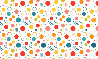 Vibrant Memphis Pattern with Lines and Dots Seamless Abstract Geometric Memphis Background