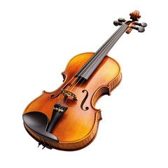 Fototapeta premium Classic wooden violin isolated on Transparent background showcasing craftsmanship and design features, Wooden classic violin isolated on white