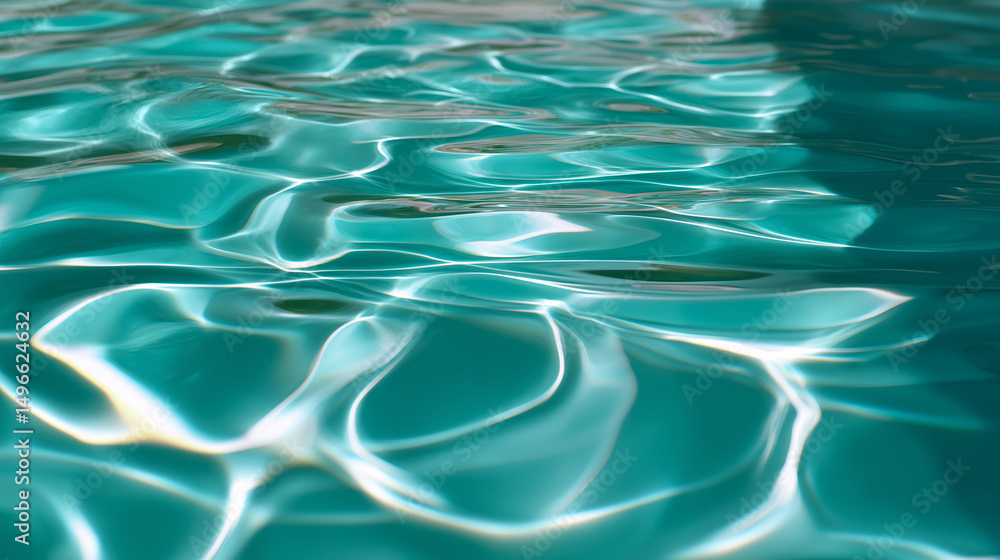 Aufkleber sunlight sparkles on the surface of clear blue water creating an abstract ripple pattern.