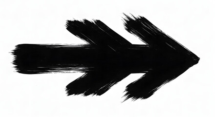 Dynamic Black Brushstroke Arrow: Textured Right Pointer Icon.