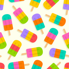 Colorful popsicles seamless pattern design for summer holidays background.