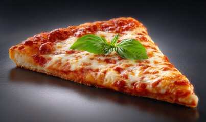 Delicious Cheese Pizza Slice with Basil