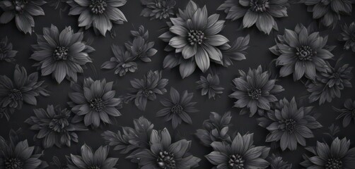 Dark grey abstract floral pattern, seamless wallpaper , wall art, interior design, home decor