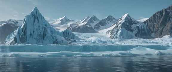 Frozen ocean waves sculpted into icy peaks against a glacier blue backdrop ,  frozen,  opaque,  abstract