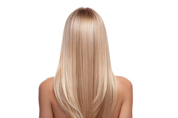 Naklejka premium Sleek and straight blonde hair seen from the back, isolated on transparent background.