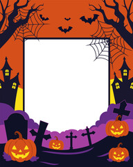 Haunted Halloween frame vector illustration background, Ratio 4:5.