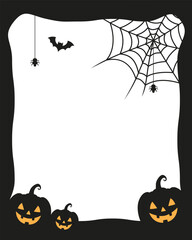 Black and white halloween border and frame graphic vector background, Ratio 4:5.