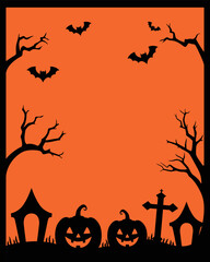 Halloween border and frame graphic vector illustration background, Ratio 4:5.