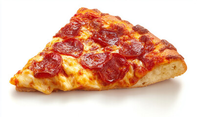 Delicious Pepperoni Pizza Slice Isolated on White Background